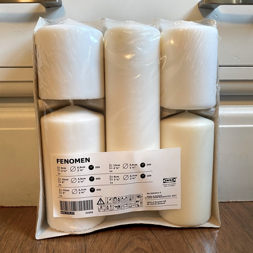 IKEA white candles NWT six packs